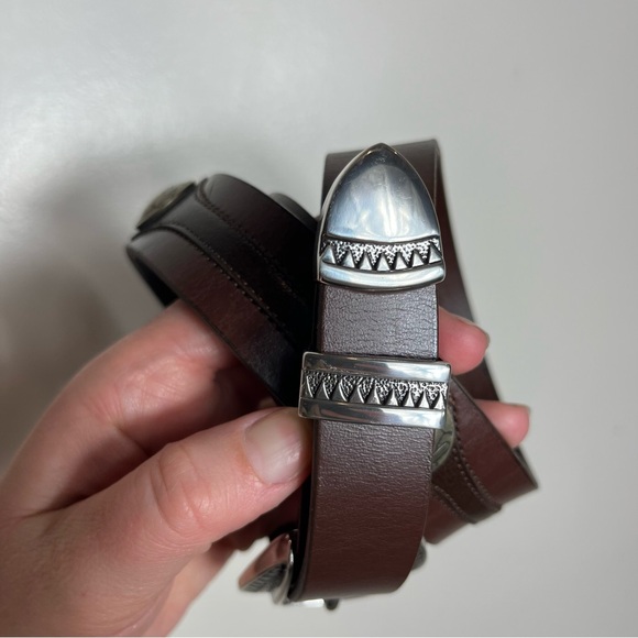 James Culver Handmade Tubac Nickel Clavo Leather Belt Western Cowboy Brown